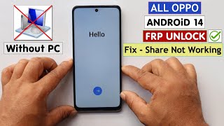 All Oppo Android 14 Frp BypassUnlock Google Ac Lock  Share Method Not Working  Without PC 2024 [upl. by Slayton]