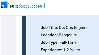 12 Years DevOps Engineer Job Opportunity at Leadsquared leadsquard devopsjobs dailyjobupdates [upl. by Tinor687]