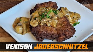 My Famous Venison Jägerschnitzel Recipe  Breaded Deer Backstrap with HunterMushroom Sauce [upl. by Wing901]