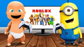 Baby and MINIONS play ROBLOX [upl. by Ablem91]