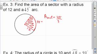 Honors Geometry 116 Area of Circles Sectors Segments of Circles [upl. by Grew]