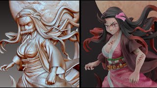 Demon Slayer Nezuko 3d sculptureing [upl. by Daeriam]