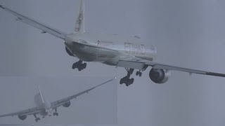 Crosswind landings Etihad Boeing 777 aircraft go around [upl. by Arlee215]