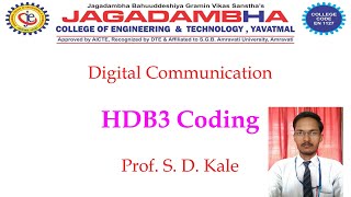 HDB3 Line Coding Digital Communication  Prof S D Kale [upl. by Annovy]