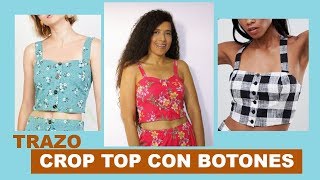 Patrón de Crop Top con Tirantes y Botones en el Frente  Trazo Sobre Medidas  Sandra Padilla [upl. by Ariajay]