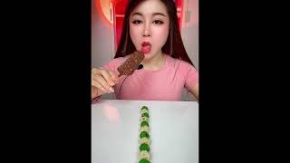 Asmr eating ice cream flavor chocolate and strawberry Crispy delicious short video [upl. by Dorthea104]