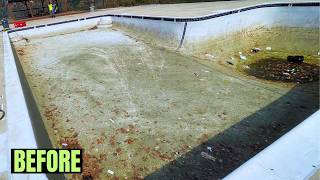 quotThis was a nasty clean upquot Abandoned Pool Transformation pressurewashing timelapse [upl. by Nahgrom359]