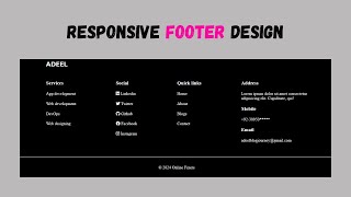 Responsive Footer Design using HTML amp CSS  Footer HTML CSS  Online Fixers [upl. by Novat]