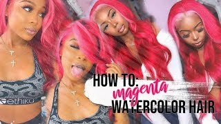 HOW TO DYE HAIR MAGENTA  WATER DYE METHOD  DUO TONE [upl. by Matheson]