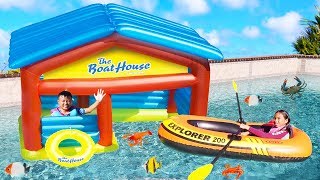 Wendy Pretend Play with Inflatable Boat Playhouse Kids Toys [upl. by Amaris]