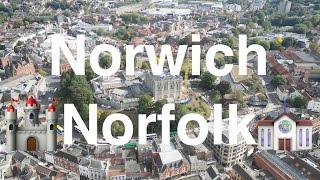 Norwich City Center By Drone 4K [upl. by Nylirahs]