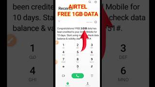 How to get 1GB free data on Airtel  Airtel free data  Airtel free net Airtel free data codeshort [upl. by Auhsot]