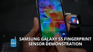 Samsung Galaxy S5 fingerprint sensor demonstration [upl. by Noside446]