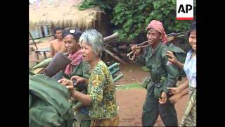 CambodiaCPP forces walk into FUNCINPEC stronghold [upl. by Akeenahs]