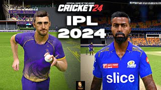 KKR vs MI IPL 2024 T20 Intense Last Ball Thriller Match In Cricket 24  RtxVivek [upl. by Annayt722]