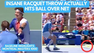 Insane Racquet Throw Actually Hits Ball Over The Net  2024 Montreal Masters [upl. by Caesar168]