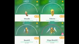 Weedle evolution into Kakuka Beedrill and Mega Beedrill in Pokemon GO [upl. by Sid497]