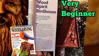 Very Beginners Carving a Birdhouse Wood spirit Face plate Dremel [upl. by Nedak603]