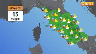 Meteo previsioni meteo Mercoledì 15 maggio 2024 [upl. by Kurt]