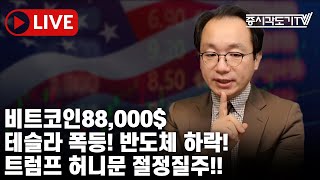 미국마감 비트코인88000 테슬라 폭등 반도체 하락 트럼프 허니문 절정질주 [upl. by Wartow]