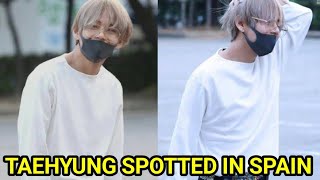 BTS Taehyung Spotted In Spain Filming With Yeontan BTS V in Spain 2023 [upl. by Adnahcal]