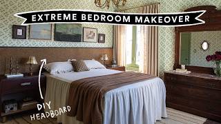 BEDROOM MAKEOVER Vintage Eclectic amp Cozy  DIY Wall Length Headboard [upl. by Nered]