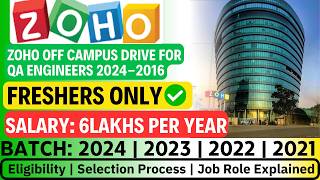 Zoho Recruitment 2024  Zoho OFF Campus Drive For 2024  2023 Batch [upl. by Branen141]