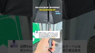 網友分享在高壓電下撐傘驚現電花，同時還能聽到電流聲。shorts 知识科普 [upl. by Alexina]