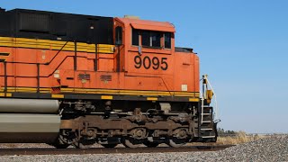 BNSF 9095 and 9908 ride the Ravenna Subdivision Eastbound Oct 27 2024 [upl. by Lertnek]