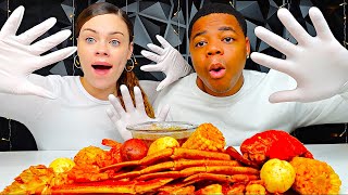 TRY NOT TO GET A STAIN SEAFOOD BOIL MUKBANG CHALLENGE PART 3 [upl. by Notffilc]