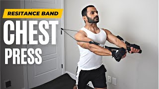 How To Do Chest Press With Resistance Band  Chest Workout  Fitness My Life [upl. by Inaflahk]