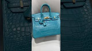 H Birkin 25 Paon Bleu Saphir Exotic Leather luxury handbags leatherbag fashion shorts [upl. by Marlow]