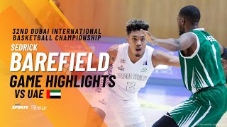 Game Highlights Sedrick Barefield vs UAE  32nd Dubai International Basketball Championship [upl. by Karyl876]