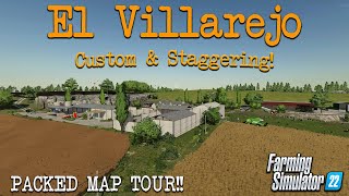 FS22 “EL VILLAREJO” HEAVILY CUSTOMISED NEW MOD MAP TOUR  Farming Simulator 22 Review PS5 [upl. by Eceinwahs]