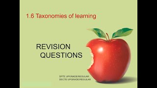 Taxonomies of learning  QUESTIONS [upl. by Rabma]