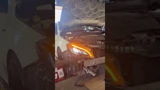 MercedesBenz W176 old xenon followup steering headlights upgrade new full LED headlights [upl. by Ecnerrat]