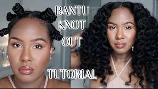 BANTU KNOT OUT TUTORIAL  BANTU KNOTS ON BLOWN OUT NATURAL HAIR [upl. by Daveta386]