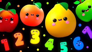 DANCING FRUIT with the Numbers 🍎🍊🍋‍🍏🍇 Sensory Video [upl. by Emelen]