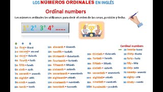 LOS NÚMEROS ORDINALES EN INGLÉS DEL 1 AL 100 PRONUNCIACIÓN Y ESCRITURA [upl. by Victor]