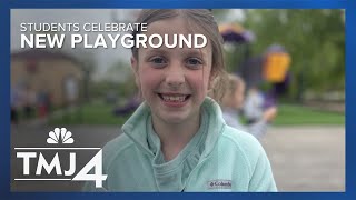 Richmond second grader thrilled over new playground created by community [upl. by Kellyn]