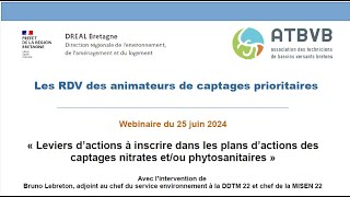 RDV AAC n°9  Leviers dactions dans les plans d’actions des captages nitrates etou phytosanitaires [upl. by Semmes]