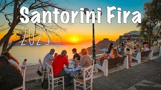 Santorini Greece Fira Thira walking tour 4k SUNSET 🌇 2023 [upl. by Wehttan]