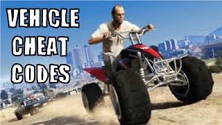 GTA 5 CHEAT CODES FOR VEHICLES [upl. by Ecaroh]