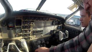 Twin turboprop Kingair U3A startup cockpit view [upl. by Anytsirk573]