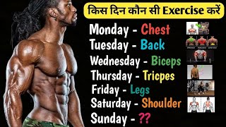 Full Week Gym 💪 Workout Plan for Beginners  किस दिन कौन सा Workout करें 🤔 [upl. by Lalitta]