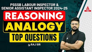 PSSSB Labour Inspector Senior Assistant 2024  Reasoning Class  Analogy Top Questions [upl. by Olivie]