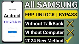 Samsung FRP Bypass 2024Android 1314 New Security 2024Frp Lock Removal Samsung  Bypass Frp [upl. by Elliven]