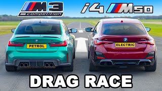 BMW i4 M50 v BMW M3 DRAG RACE [upl. by Kurtzman]