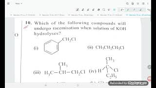 which of the following compounds will undergo racemisation when solution of KOH hydrolysis [upl. by Frechette]