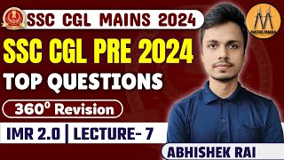 SSC CGL PRE 2024 TOP QUESTIONS  IMR 20 LEC 7  ABHISHEK RAI SIR [upl. by Bernadine]